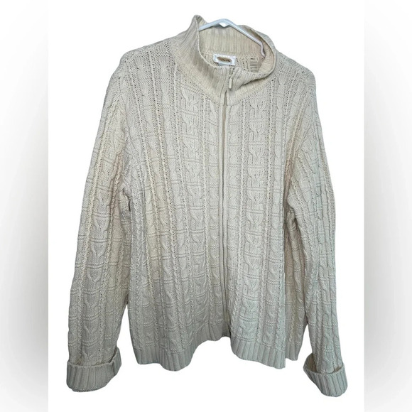 Talbots Cable Knit Women’s Zip up Sweater Jacket. Cream Sz Medium 100% Cotton - Picture 8 of 8